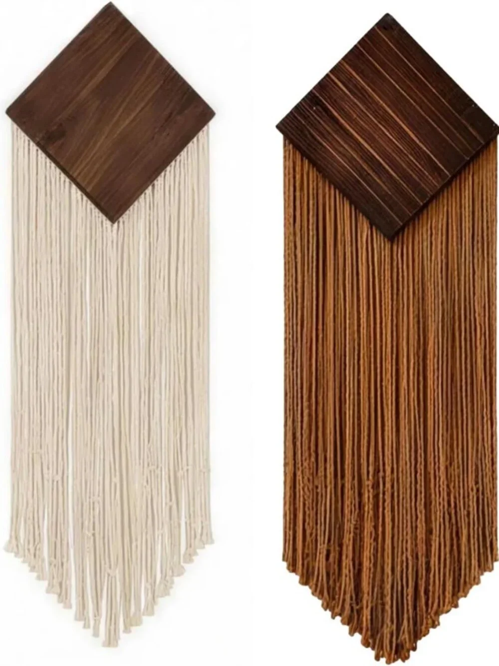 Boho Macrame Wall Art Decor - 2 Pcs Woven Tassel Hanging for Living Room